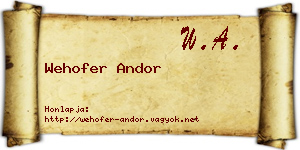 Wehofer Andor névjegykártya